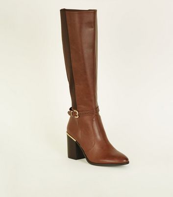 tan leather long boots