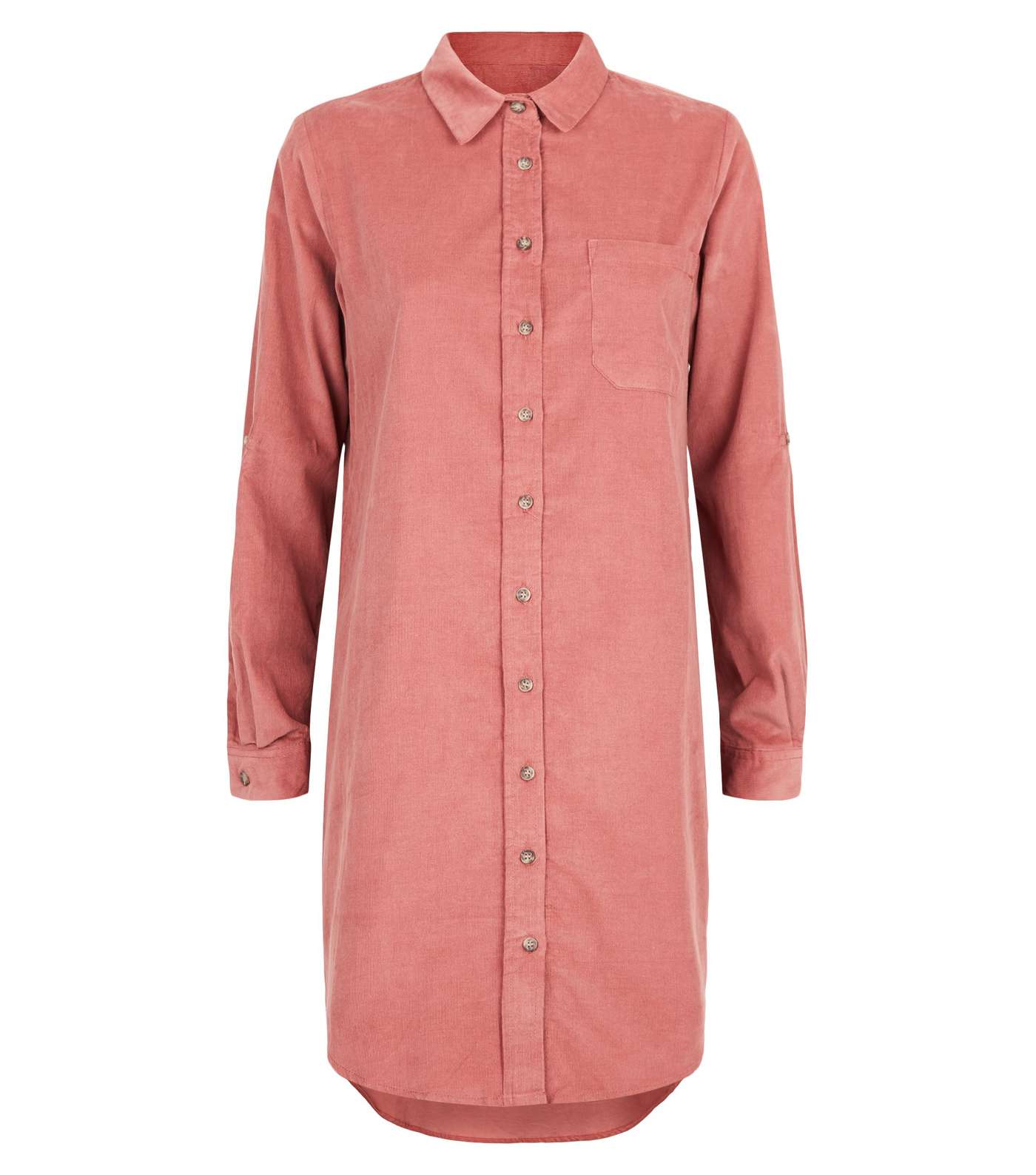 Apricot Mid Pink Corduroy Shirt Dress Image 4