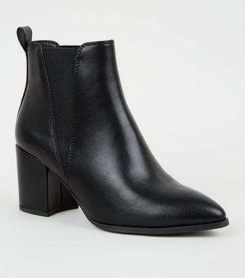 black leather pointed chelsea boots