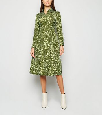 new look green animal print dress