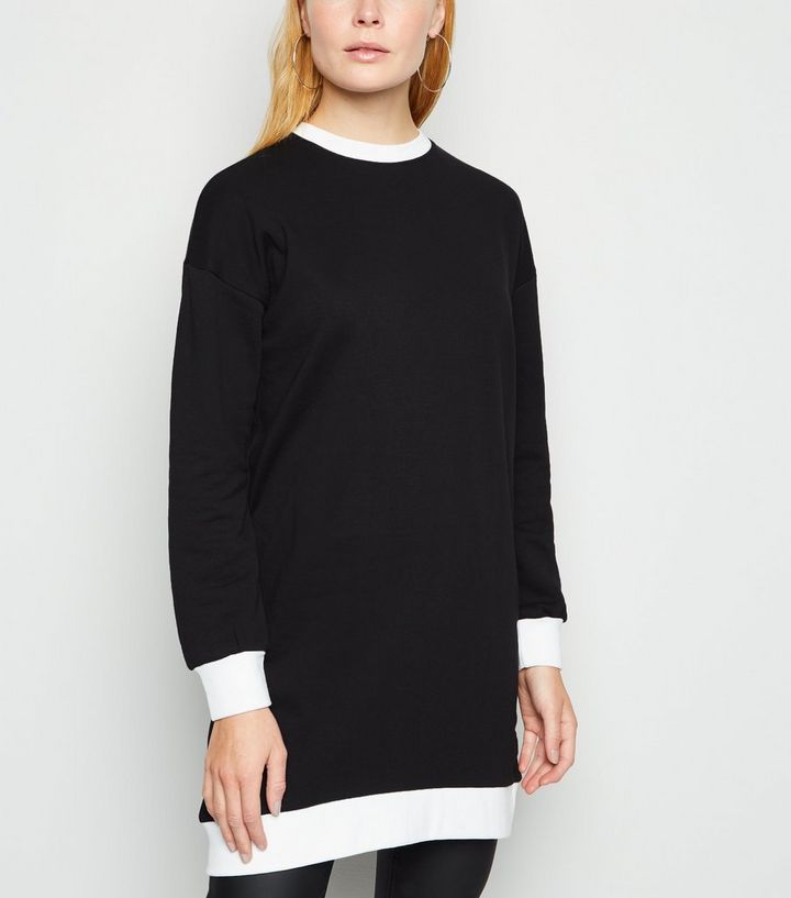 Influence Schwarzes Sweatshirt Kleid New Look