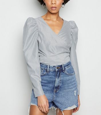 Image of Blue Frayed High Waist Mom Shorts New Look