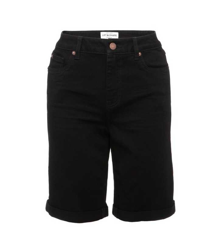 Black 'Lift & Shape' Denim Knee Shorts 