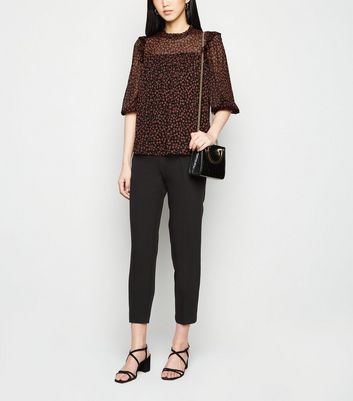 Image of Black Ditsy Floral Frill Blouse New Look