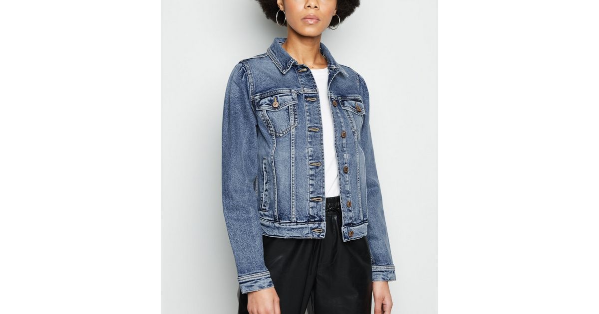 Blue Puff Sleeve Denim Jacket | New Look