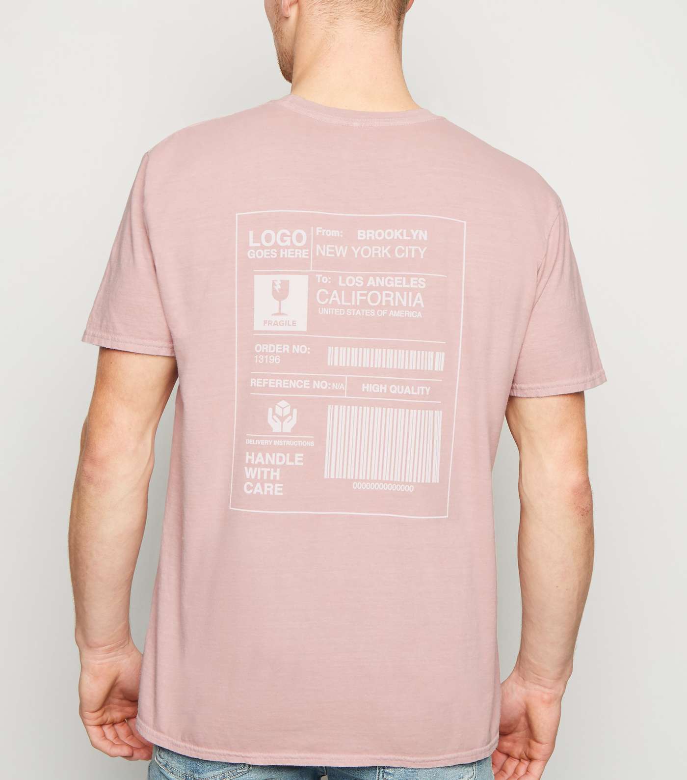 Mid Pink Fragile Slogan Oversized T-Shirt