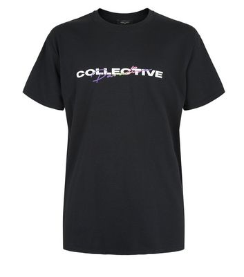 Image of Black Paradise Collective Slogan T-Shirt New Look