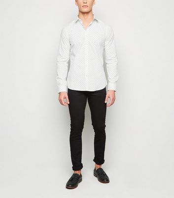 Image of 2 Pack Navy Polka Dot Poplin Shirts New Look