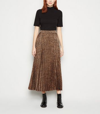 Leopard print pleated store midi skirt uk