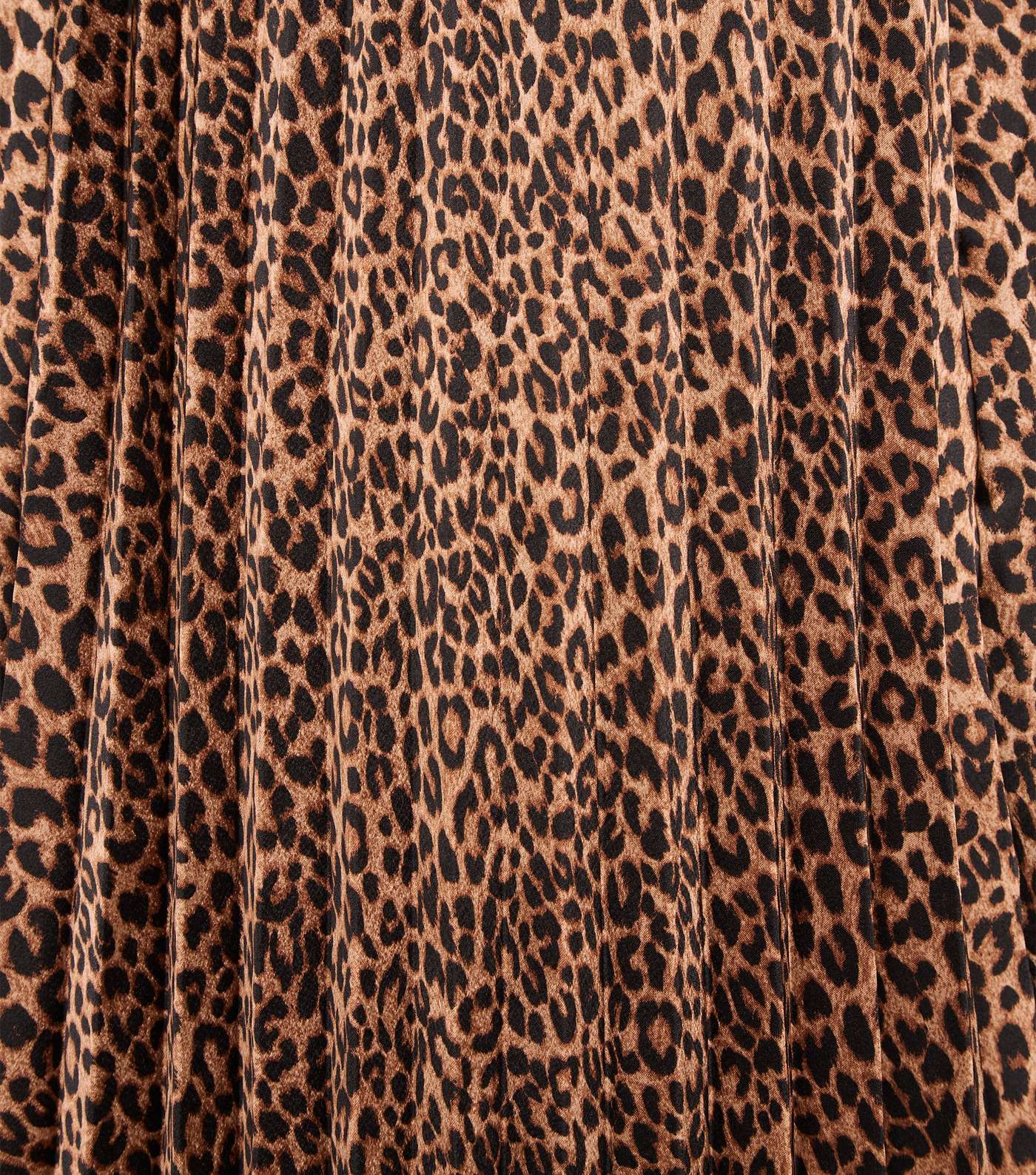 Tall Brown Satin Leopard Print Pleated Midi Skirt  Image 5