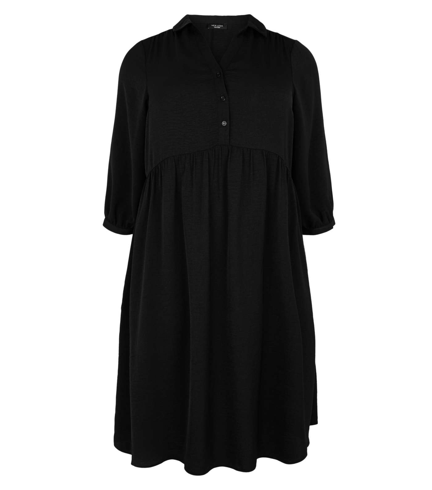 Curves Black Smock Shirt Midi Dress Image 4