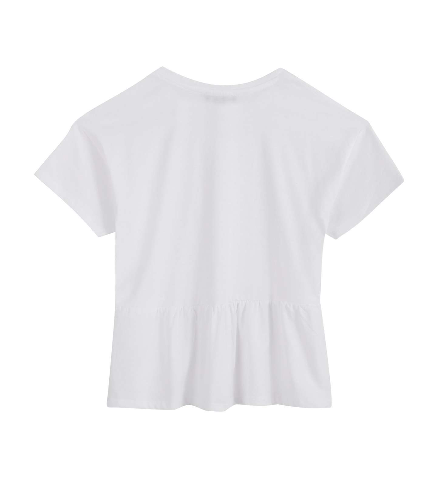 Girls White Peplum T-Shirt Image 2