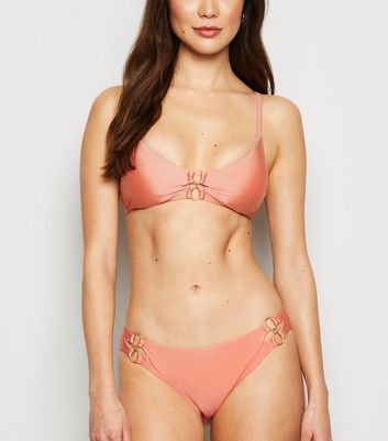 Pale Pink Double Circle Bikini Top New Look