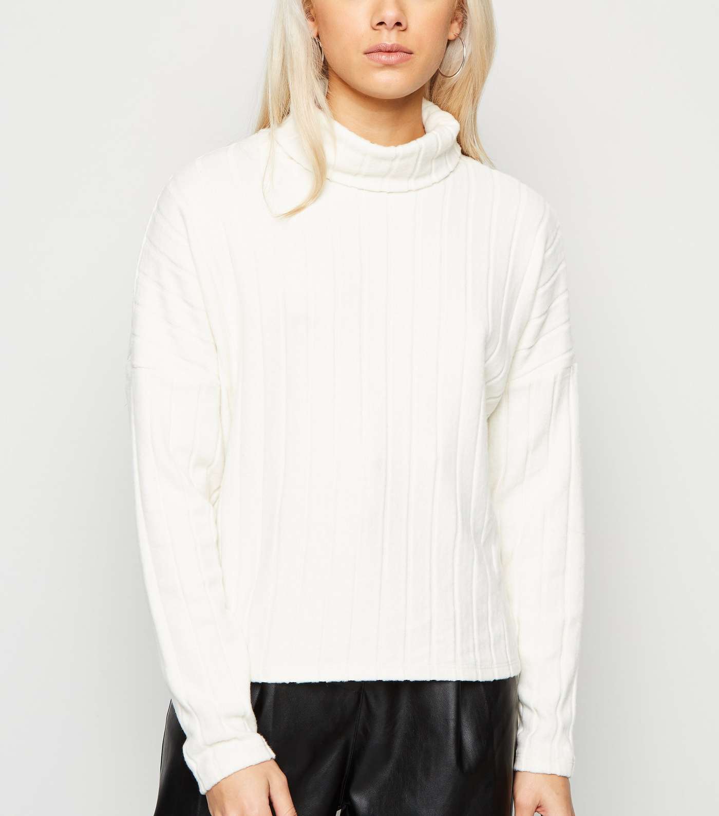Petite Off White Ribbed Roll Neck Jumper