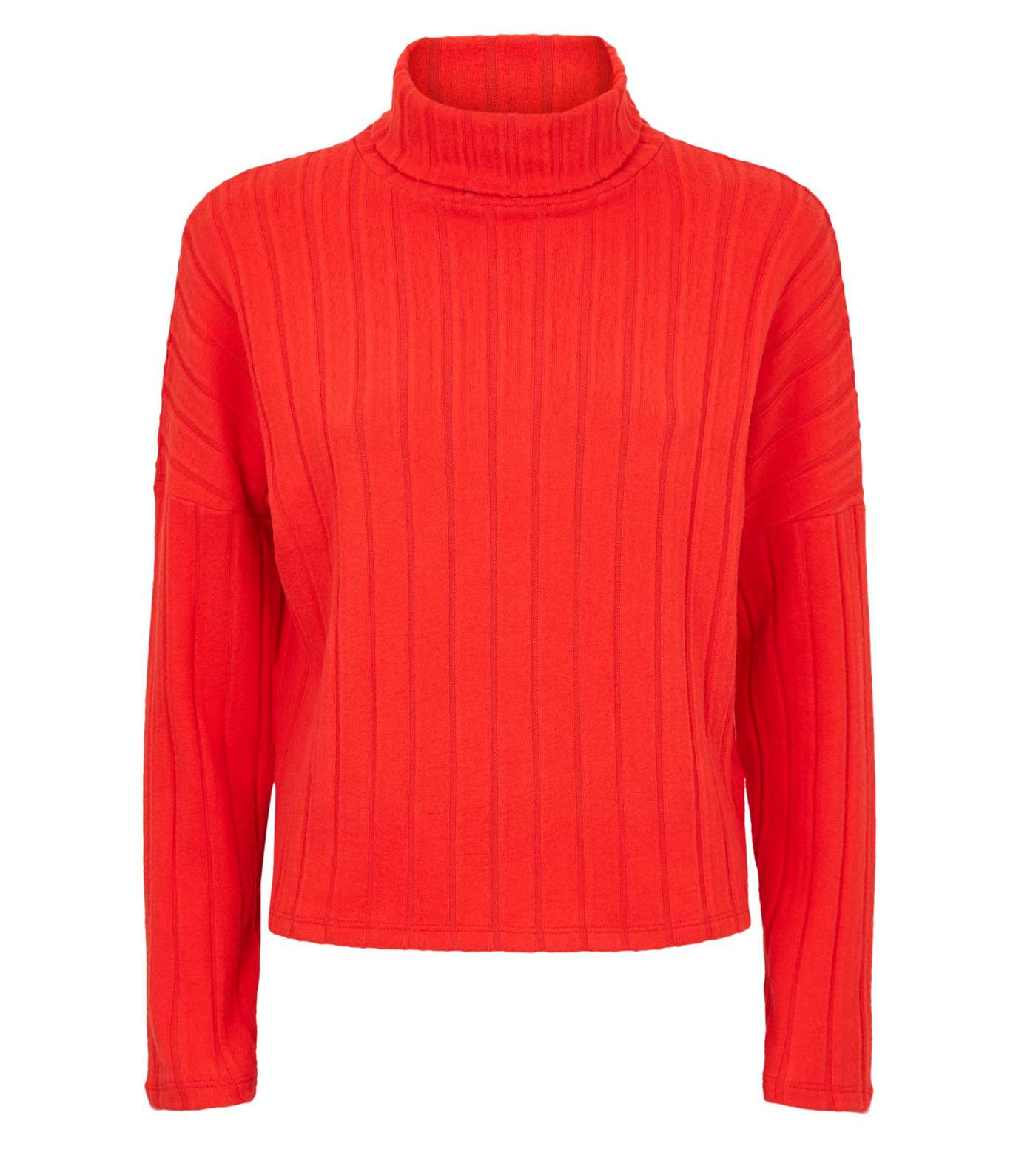 Petite Red Ribbed Roll Neck Jumper Image 4