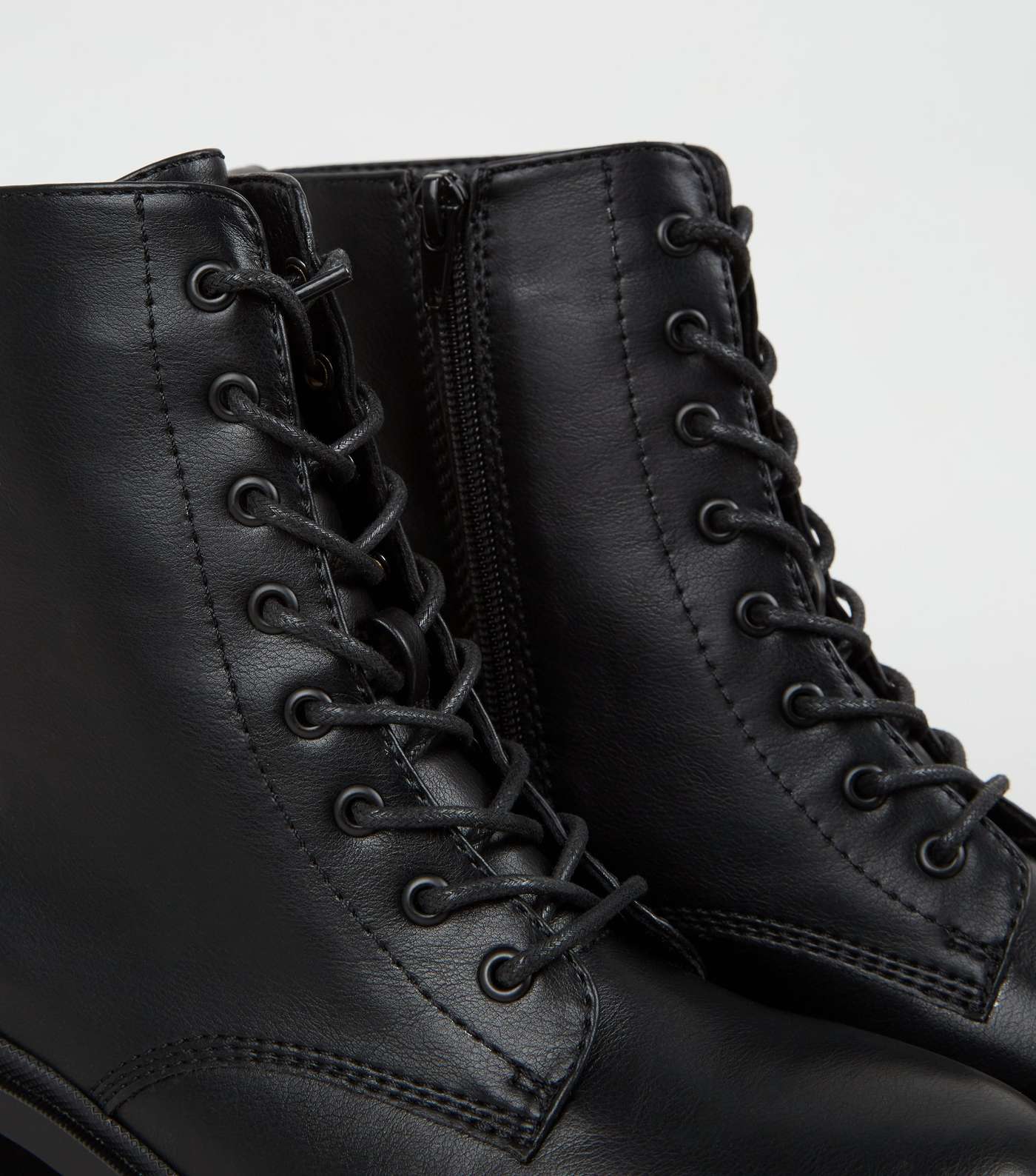 Black Chunky Cleated Lace Up Boots Image 4