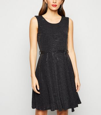 new look black sequin dress