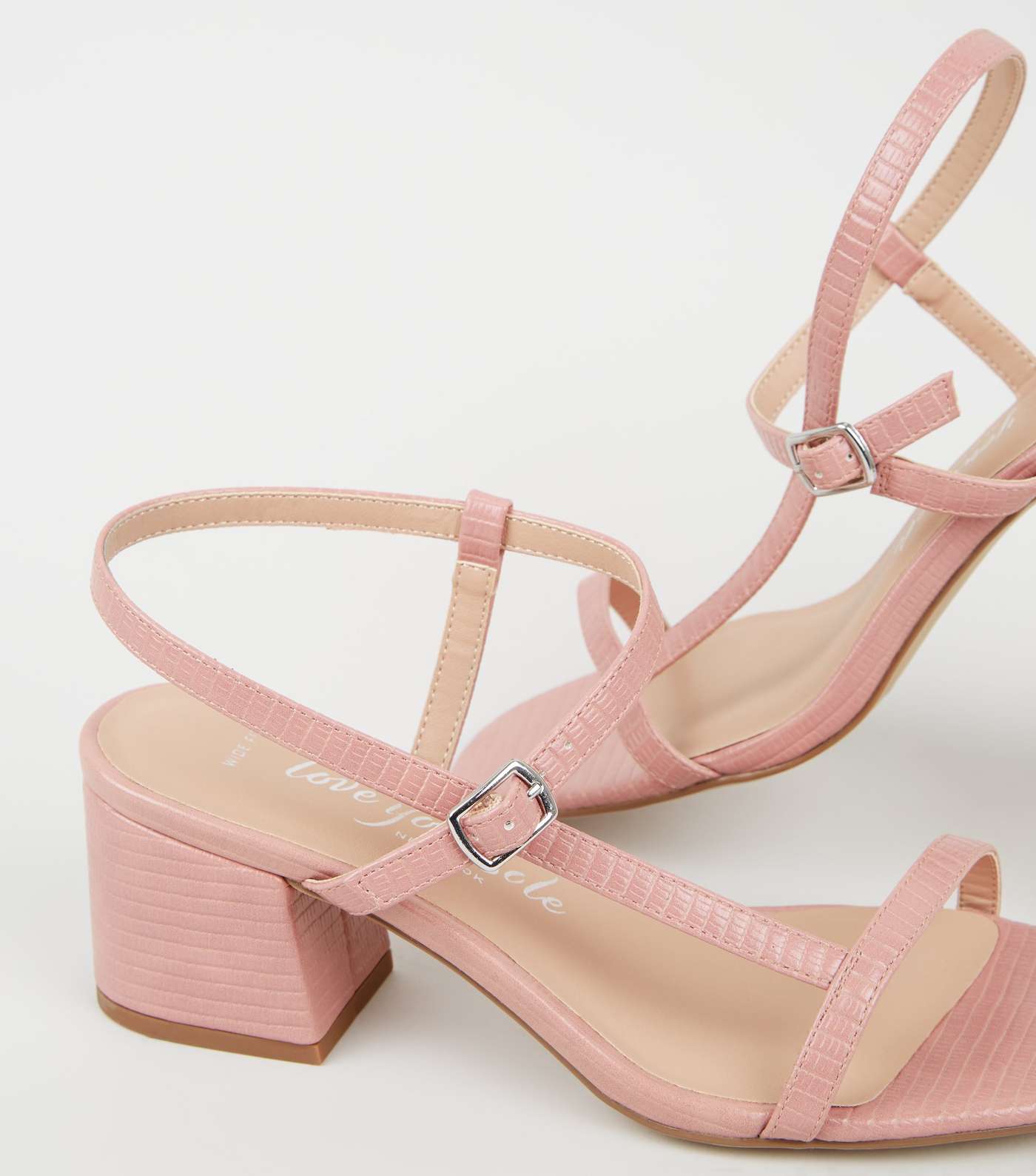 Wide Fit Pink Faux Snake Asymmetric Strap Sandals Image 4