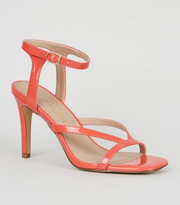 Coral Patent Strappy Stiletto Heels 