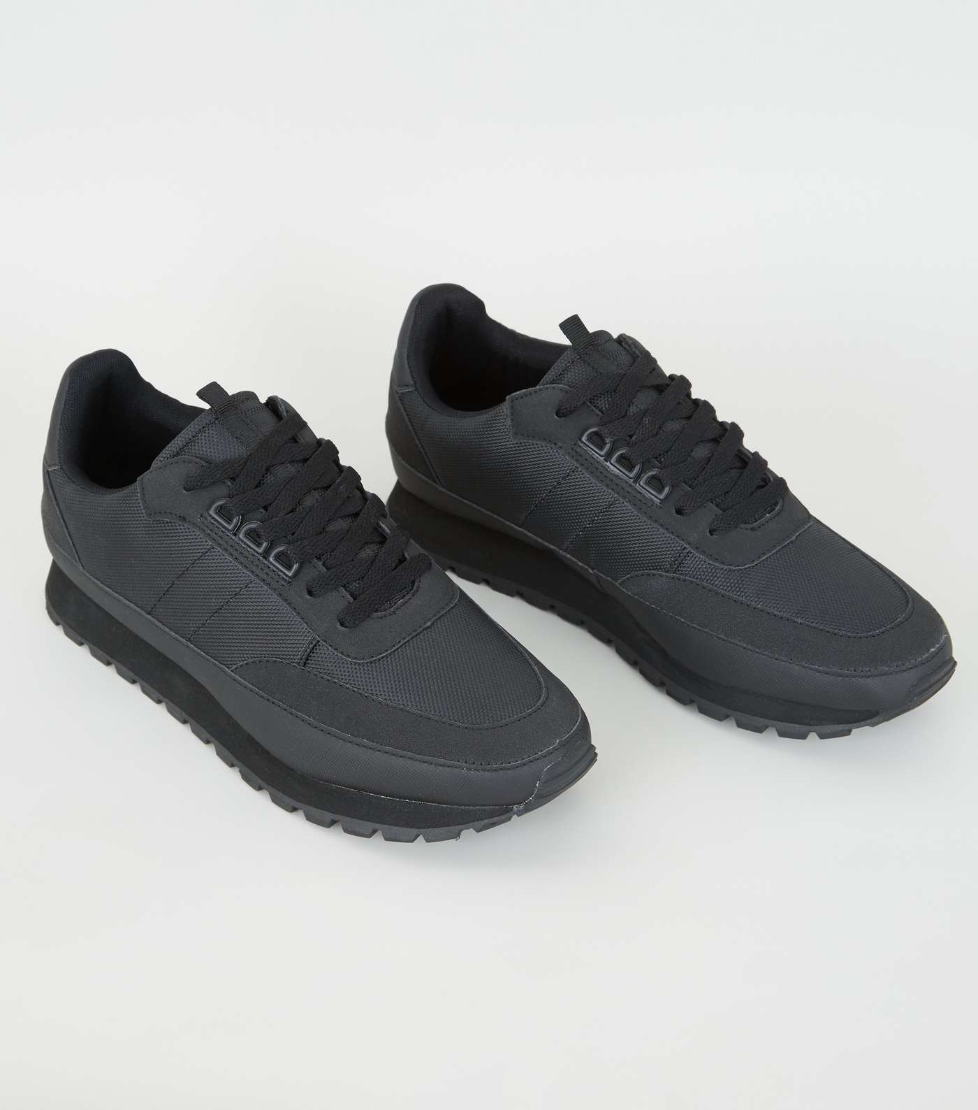 Black Lace Up Chunky Sole Trainers Image 4