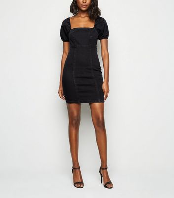 womens black puff sleeve dress