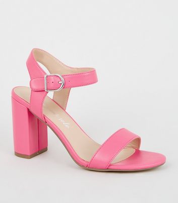bright pink block heels