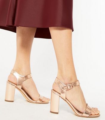 rose gold shoes block heel
