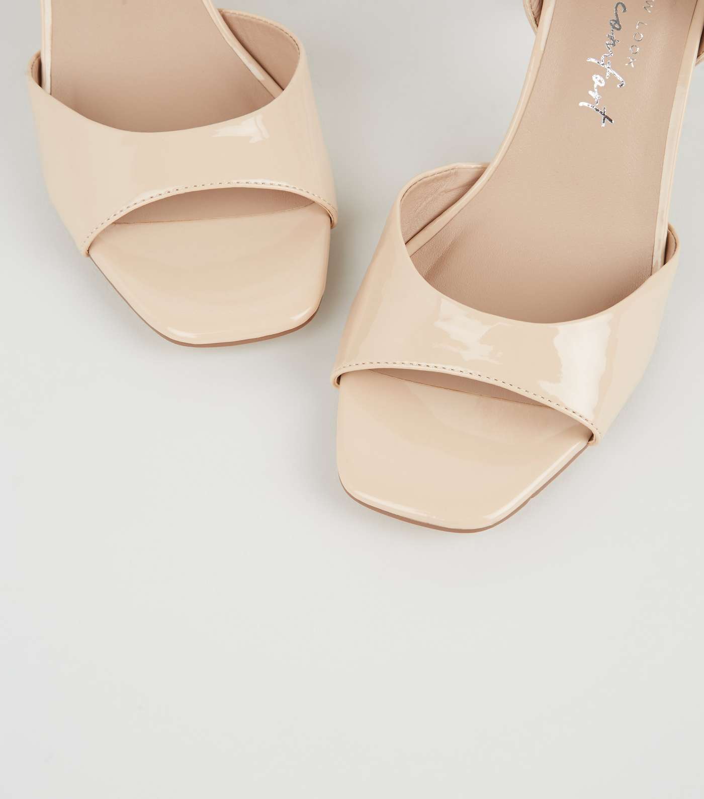 Wide Fit Cream Patent Clear Heel Sandals Image 4