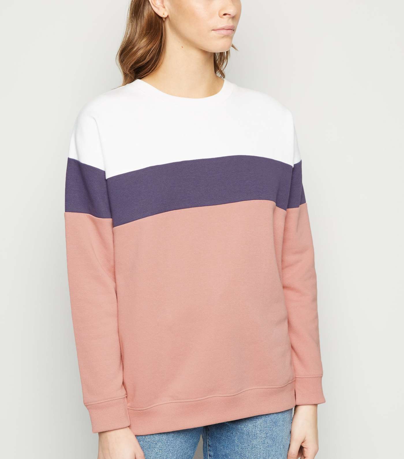 Pink Colour Block Sweatshirt