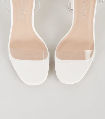 Clear white store block heels