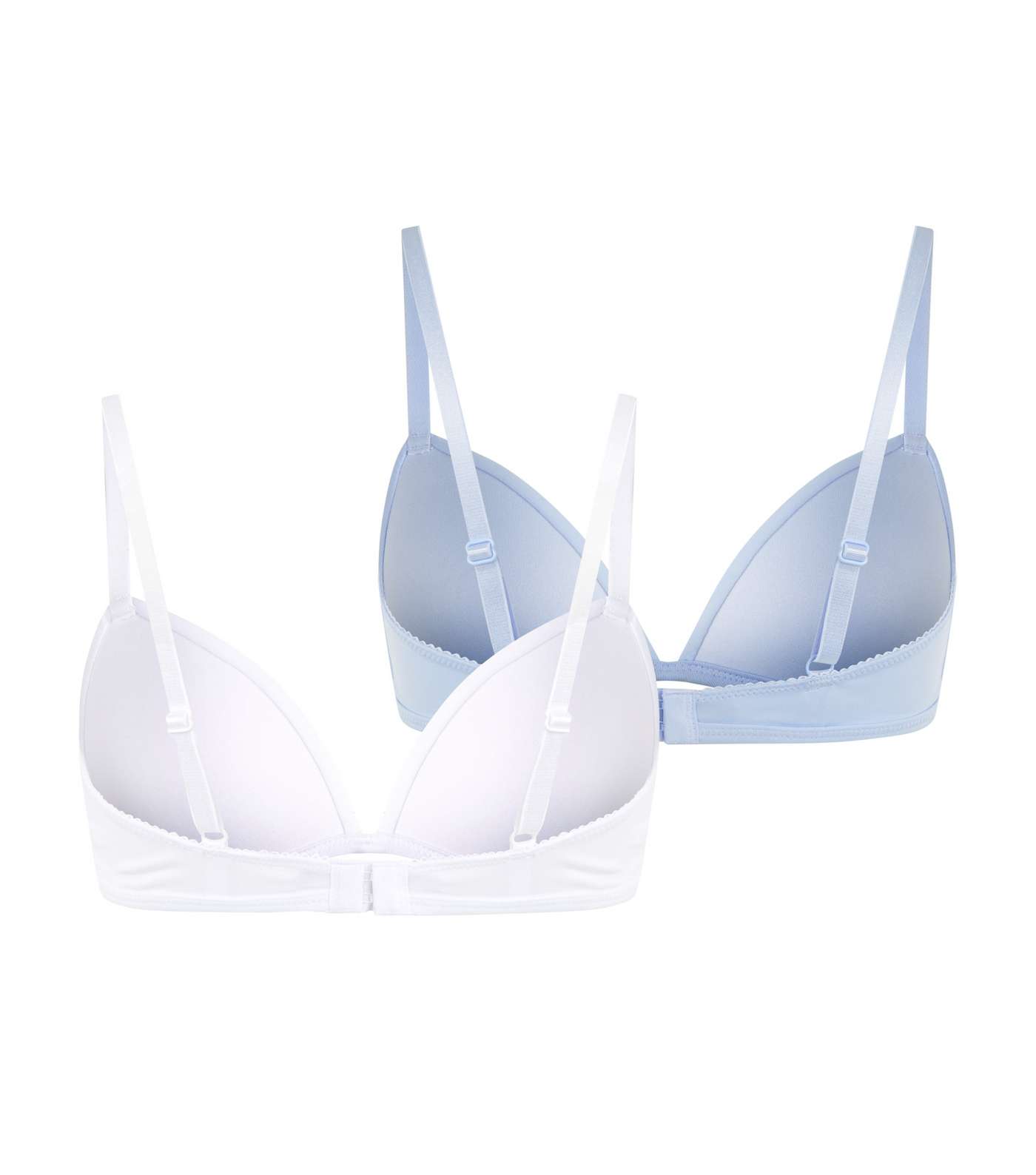 Girls 2 Pack Pale Blue and White Non Wired Bras Image 2