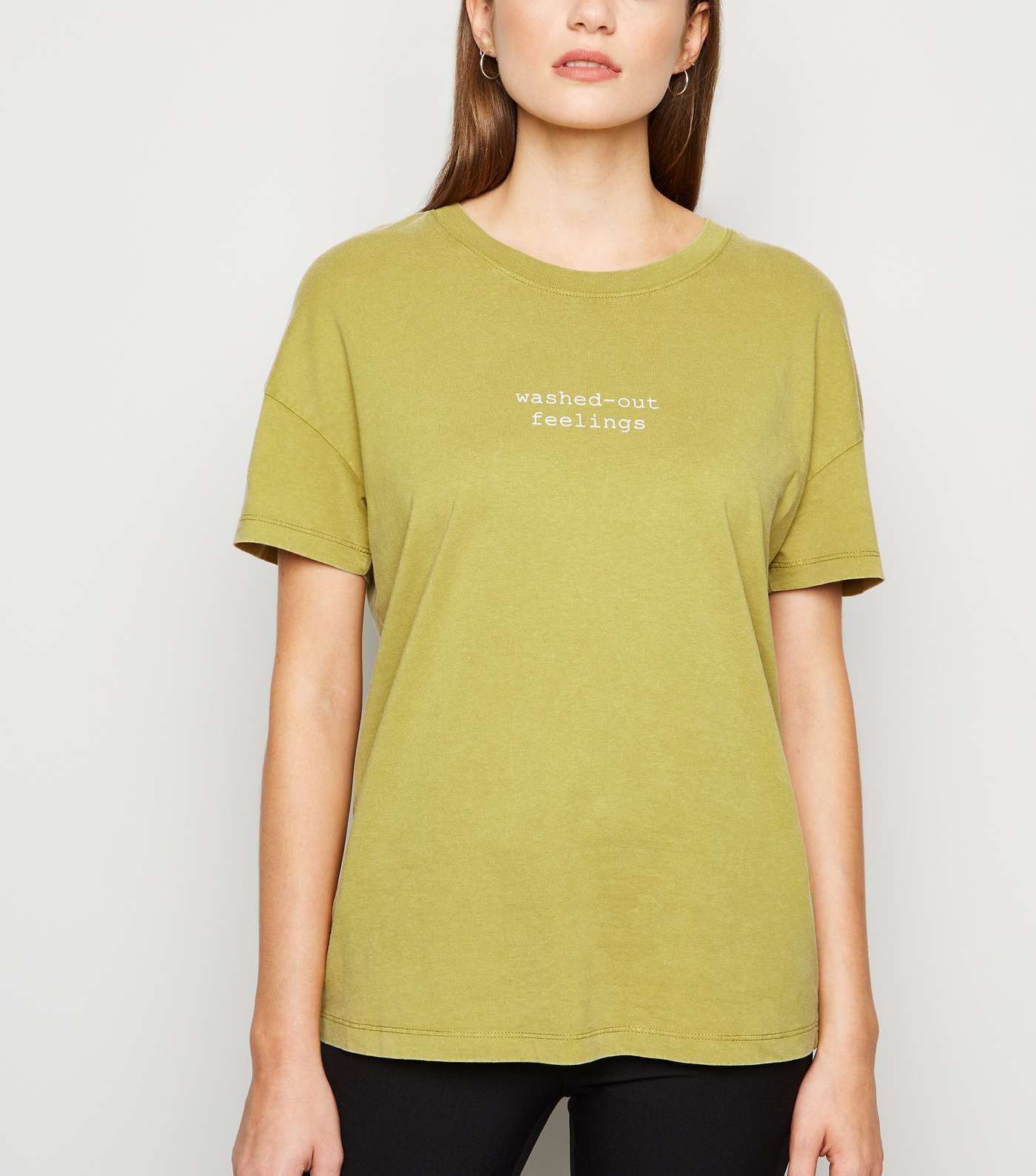 Noisy May Green Washed-Out Feelings Slogan T-Shirt