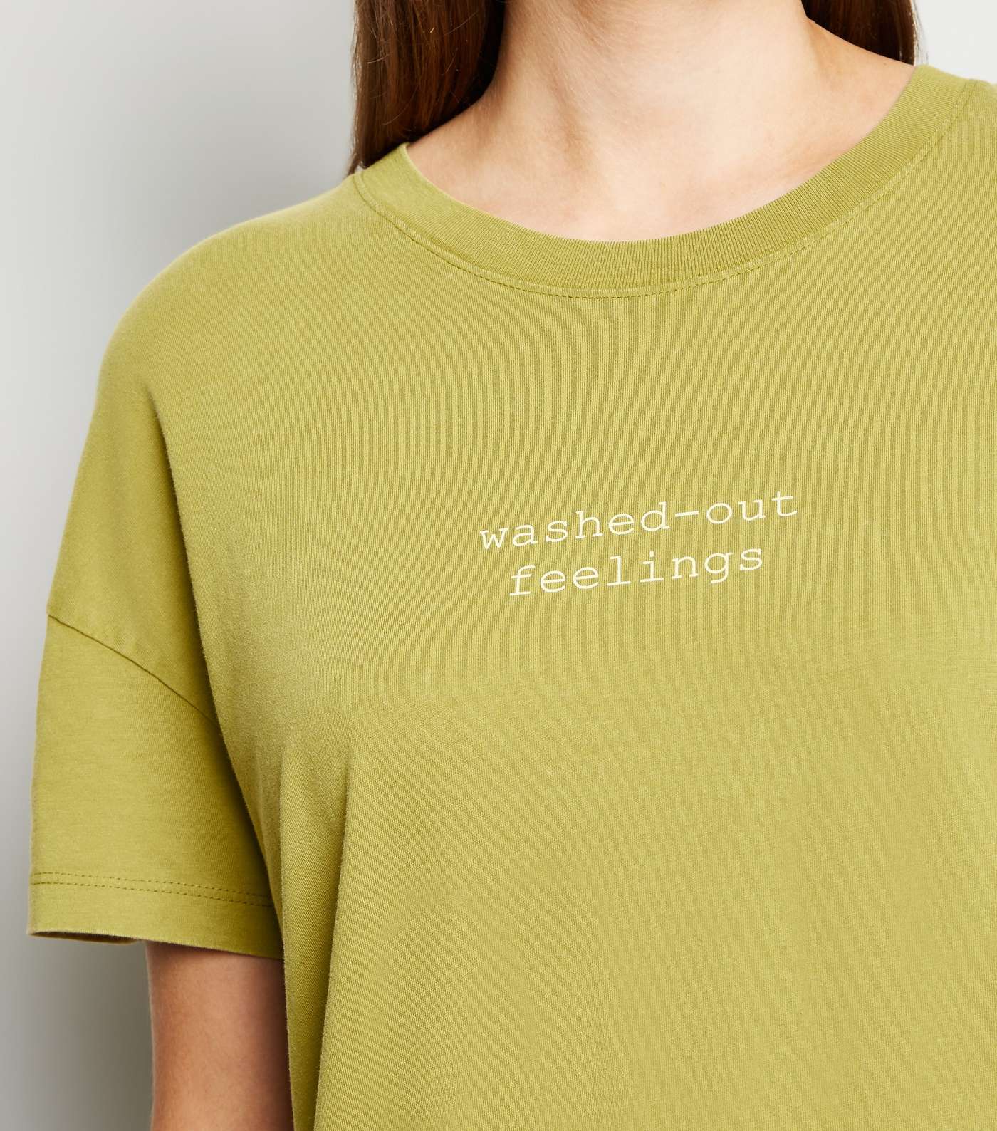 Noisy May Green Washed-Out Feelings Slogan T-Shirt Image 5