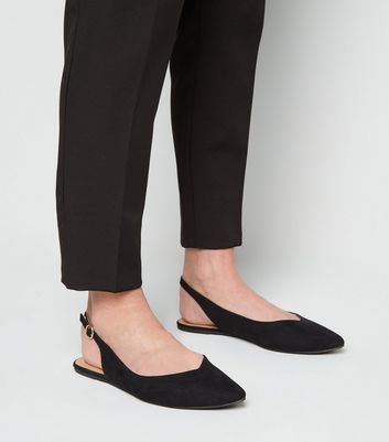 black pointed slingback flats