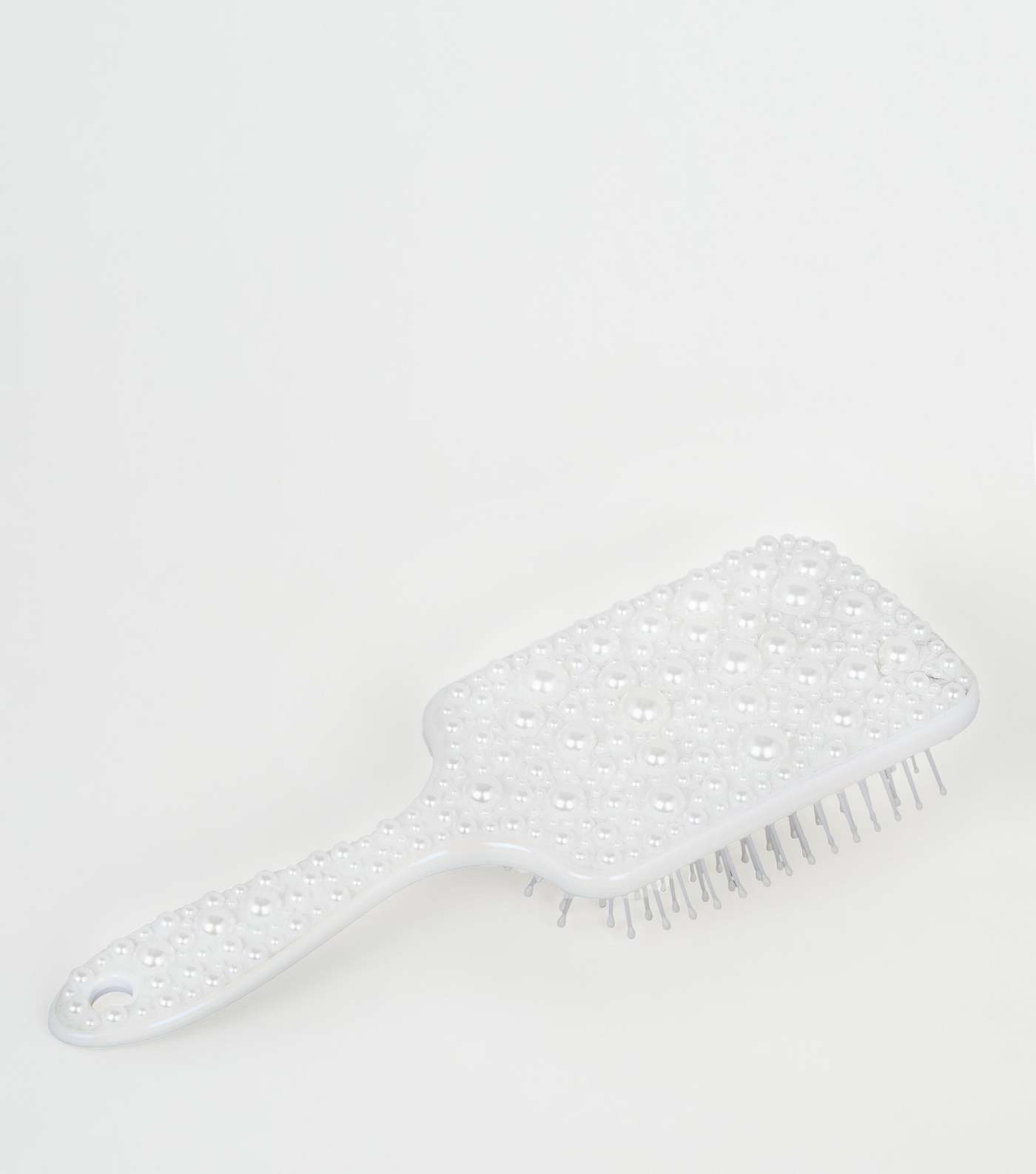 White Iridescent Faux Pearl Paddle Hair Brush