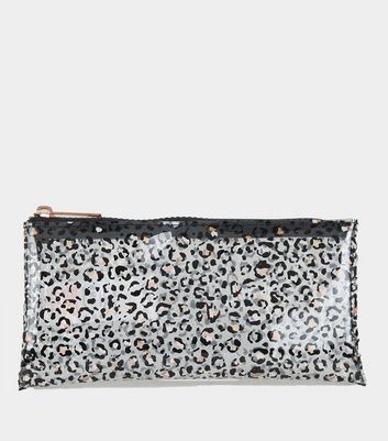 clear leopard purse