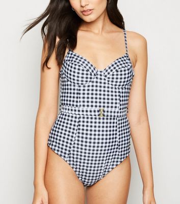 black gingham swimsuit