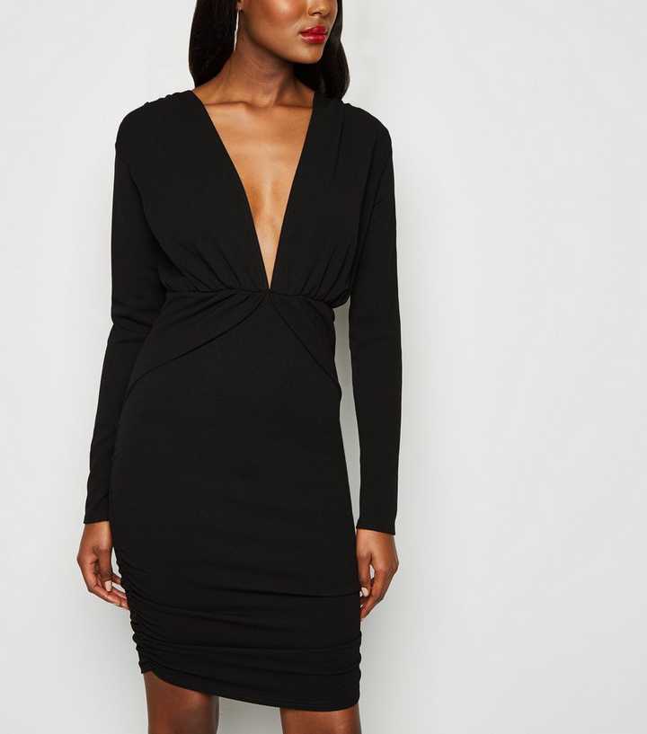 Missfiga Black Ruched Bodycon Dress