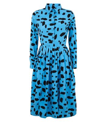blue leopard print dress new look