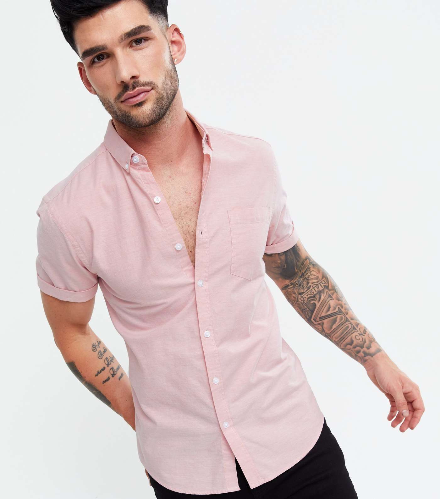 Pink Cotton Short Sleeve Oxford Shirt