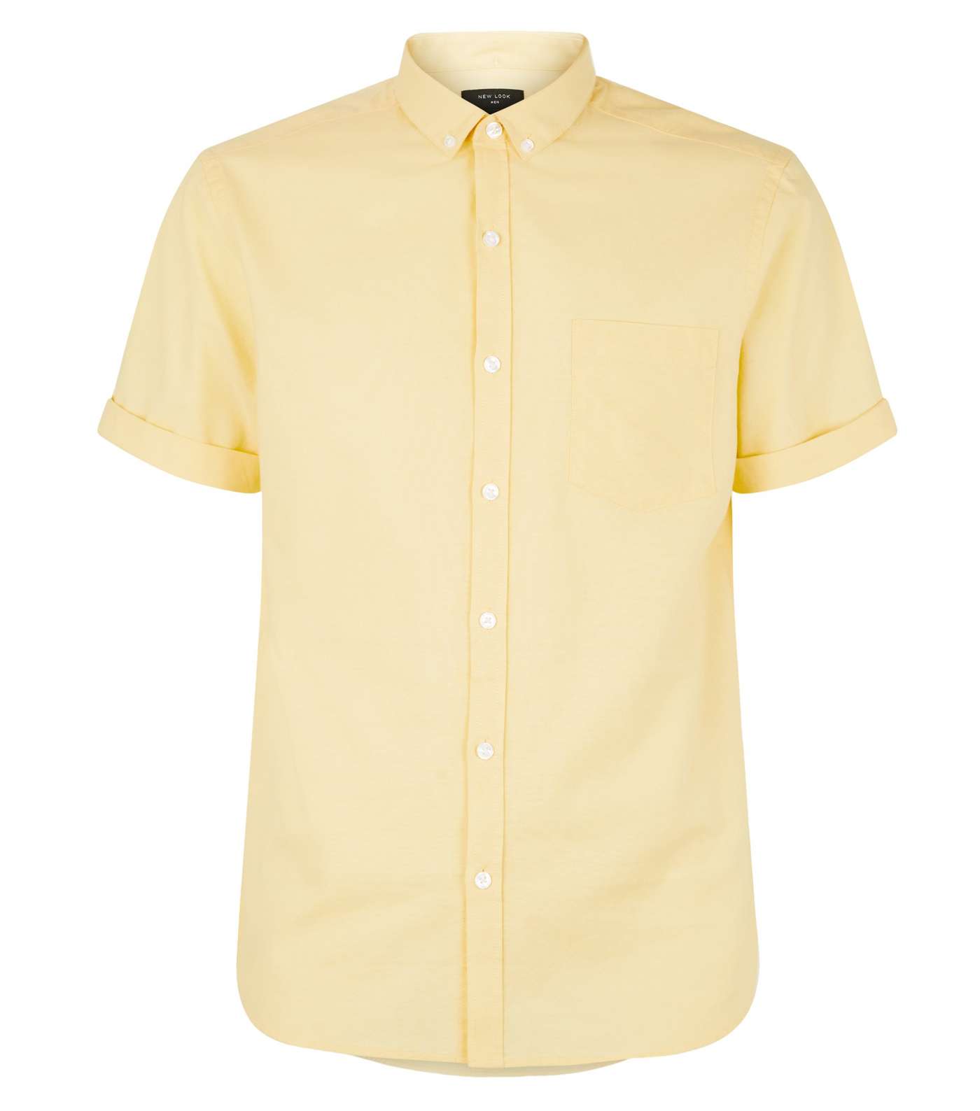 Pale Yellow Cotton Short Sleeve Oxford Shirt Image 5