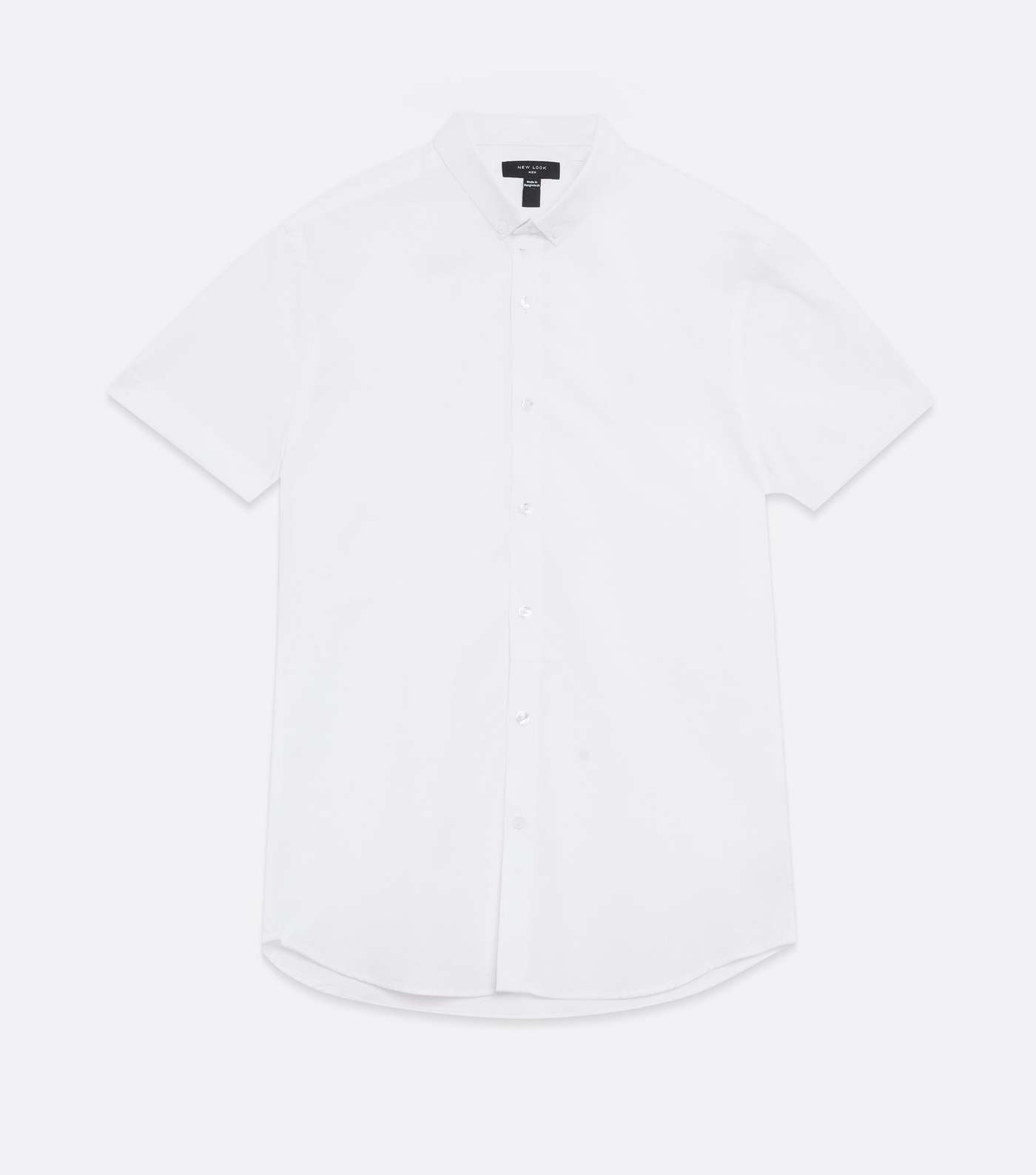 White Muscle Fit Short Sleeve Oxford Shirt Image 7