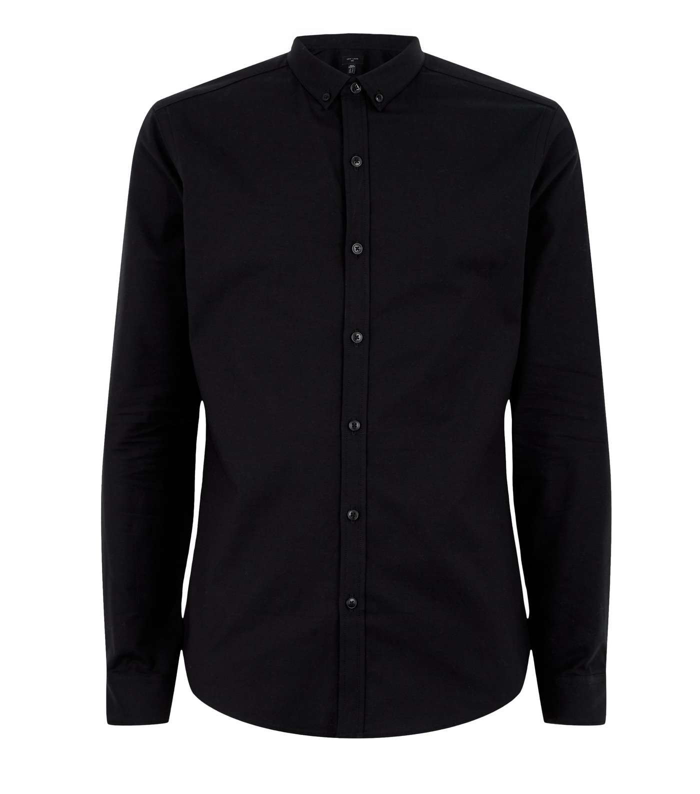 Black Muscle Fit Long Sleeve Oxford Shirt Image 4