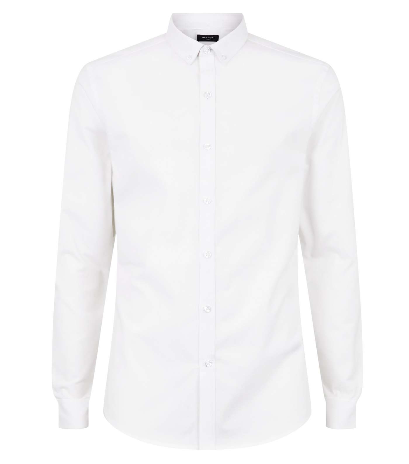 White Muscle Fit Long Sleeve Oxford Shirt Image 3