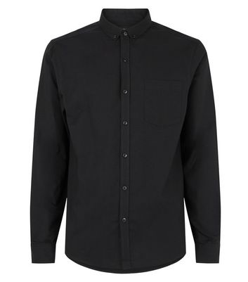 Image of Black Cotton Long Sleeve Shirt New Look