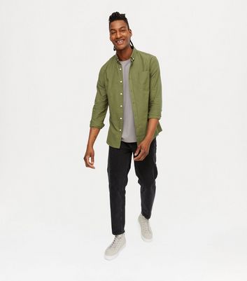 Image of Khaki Cotton Long Sleeve Shirt New Look