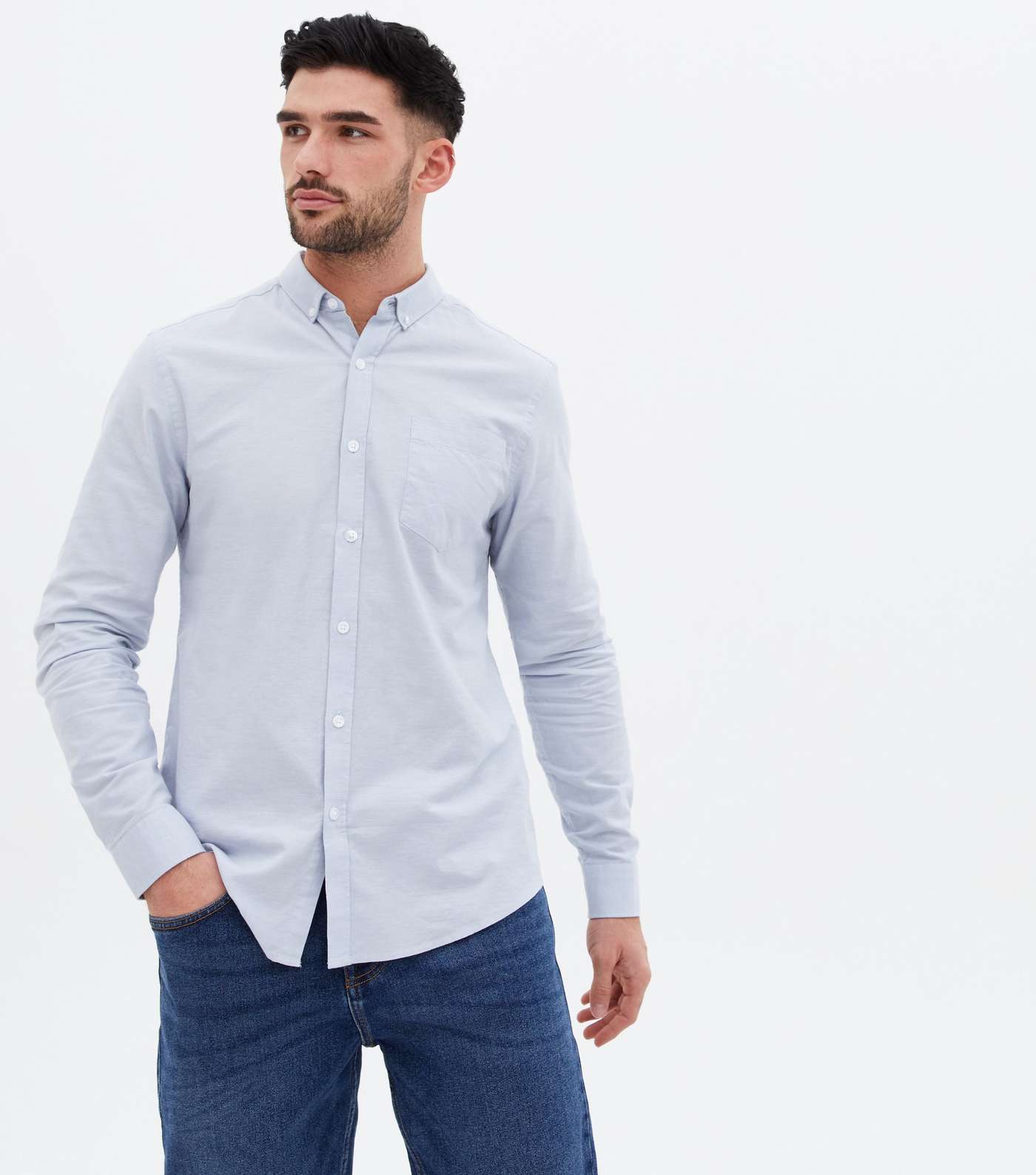 2 Pack Pale Blue and White Long Sleeve Oxford Shirts Image 2