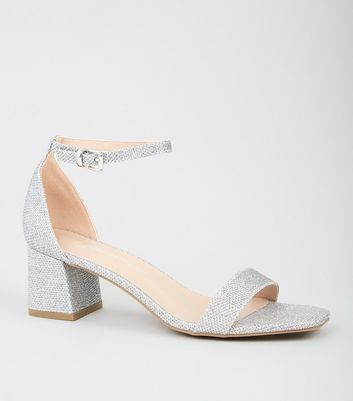 silver glitter small heels