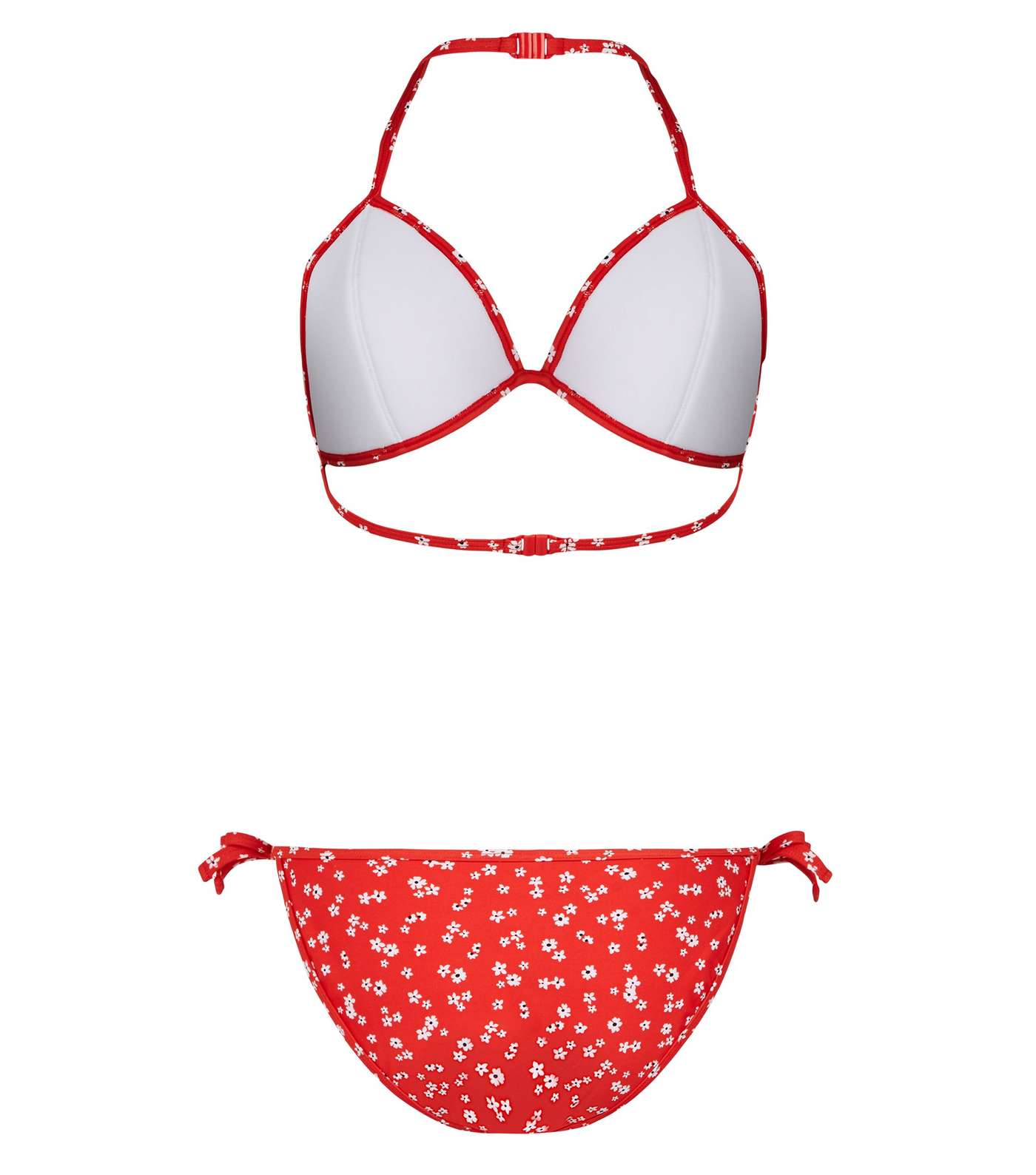 Girls Red Ditsy Floral Scuba Bikini Set Image 2