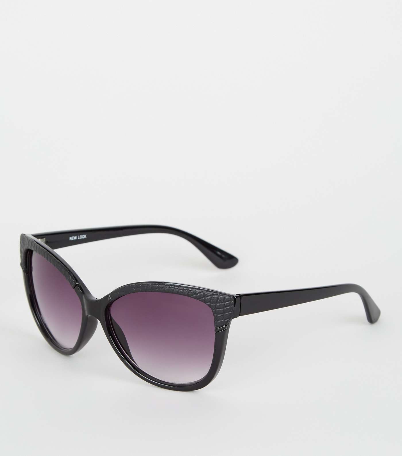 Black Faux Croc Sunglasses